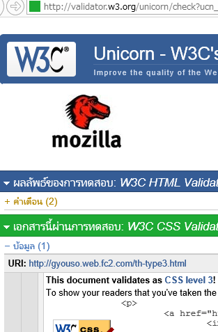 การตรวจสอบ HTML5 ที่  Unicorn