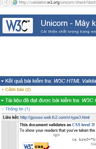 W3C kiểm chứng kết quả